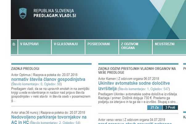 slovenacka aplikacija za predlaganje zakona vladi