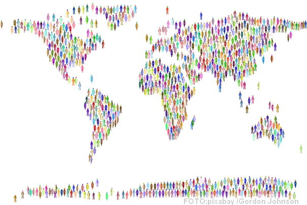 Ilustracija:čovečanstvo mapa sveta