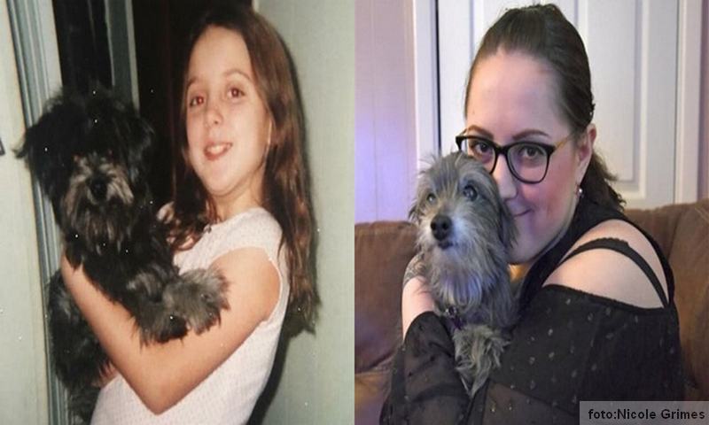 nikol sa svojim psom kloi (levo nekada - desno danas)