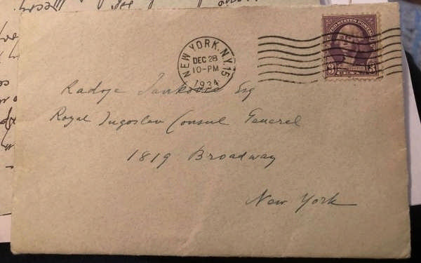 tesla originalno zagubljeno pismo- koverta Foto: Udruženje Adligat