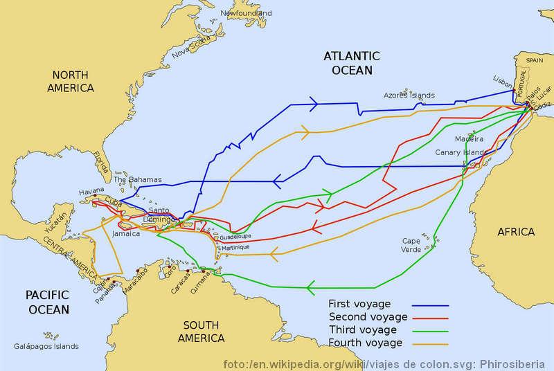 pomorsko putovanje Kolumba rute