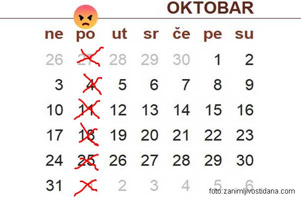 ponedeljak-kalendar